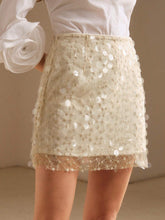 Anewsta Apricot Sequin See-Through Short Skirt For Fashionable Women